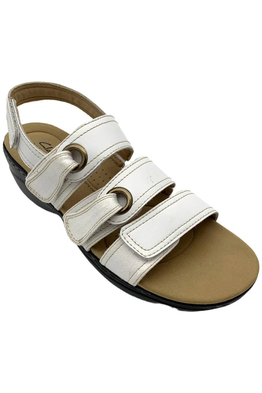 Clarks Women's Merliah 2 Bali Leather Sandal White - Wide
